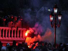 Акция фанатов на Манежной площади. Фото Антона Стекова