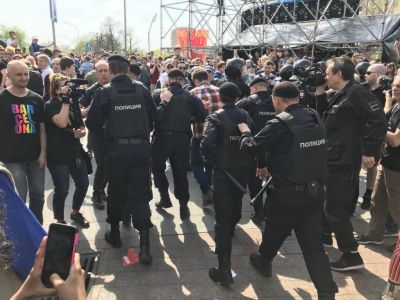 Задержания на митинге "Он нам не царь" в Москве. Фото: Telegram-канал "Эха Москвы"