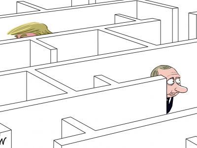 Путин и Трамп: неудачная встреча. Карикатура: С. Елкин (к саммиту АТЭС, 2017 г.), dw.com, facebook.com/sergey.elkin1