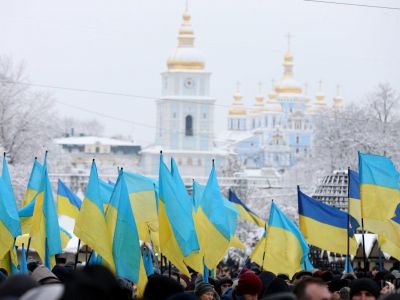 Киев, Софийская площадь в день проведения объединительного собора ПЦУ, 15.12.18. Фото: Reuters