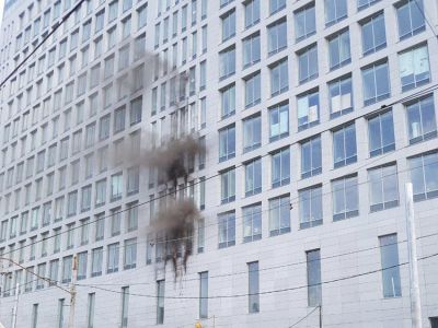 Пожар в строящемся здании СК. Фото: Московские новости