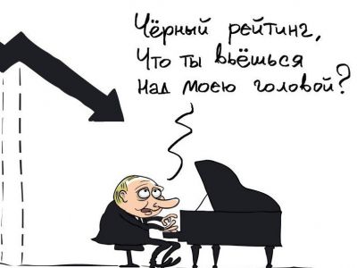 Падение рейтинга Путина. Карикатура С.Елкина: svoboda.org