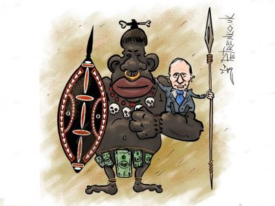 Путин и африканские царьки. Карикатура А.Петренко: petrenko.uk