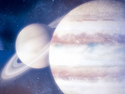"Великое соединение" Юпитера и Сатурна. Иллюстрация: www.gazeta.ru