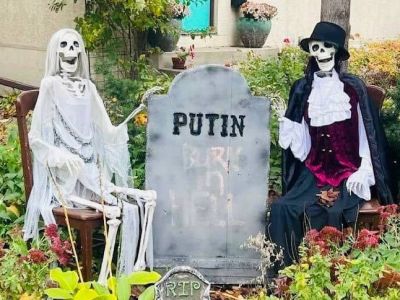 Хэллоуин и смерть Путина. Коллаж: t.me/veraafanasyeva