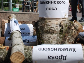 Акция защитников Химкинского леса. Фото Каспарова.Ru